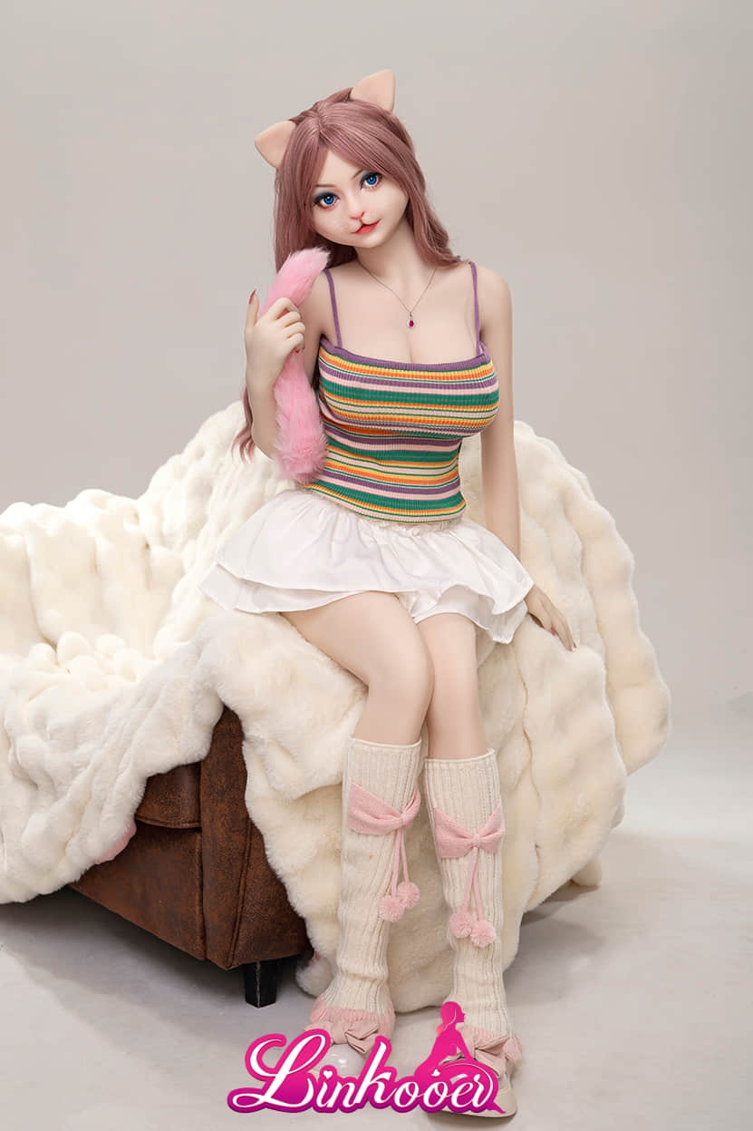 156cm Kitty Girl Implanted Hair Silicone Head Sex Doll+Extra Head -  LinkooerDoll